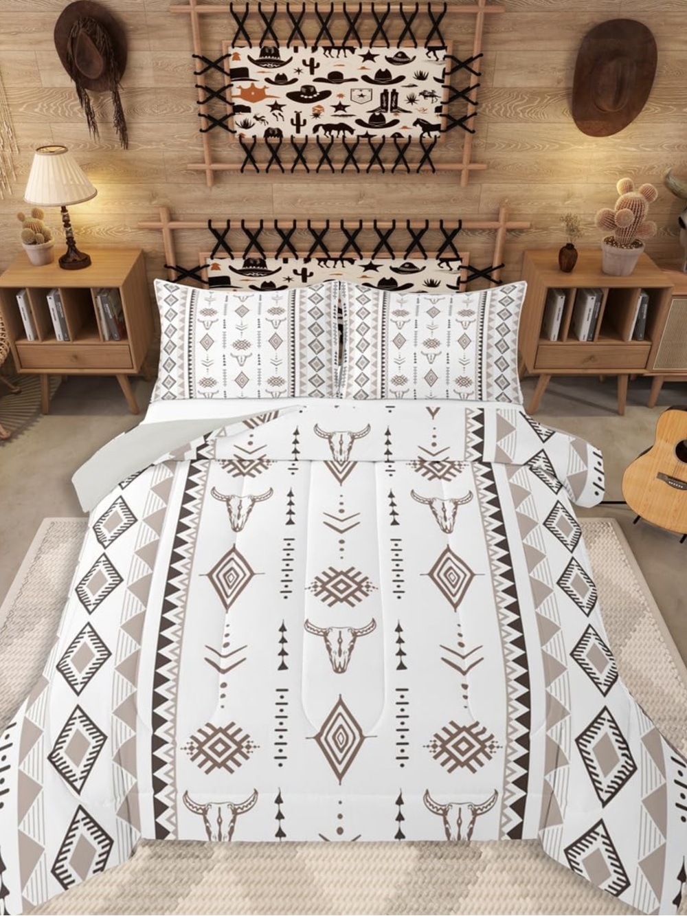 Erosebridal 3Pc King Size Bohemian Aztec Comforter Set